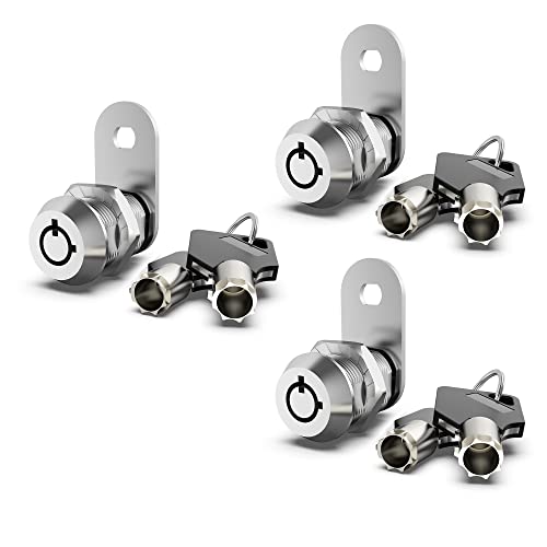 Hecfu 3 Pack Schrank Schlösser mit Schlüsseln, 5/8 Zoll Cam Lock gleich verschlüsselt, sichere Rv Schlösser für die Lagerung Tür Mailbox Werkzeugkasten Ersatz Schloss, Zinklegierung von Hecfu