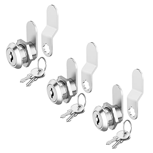 Hecfu Schrankschlösser mit Schlüsseln, Cam Lock gleichschließend, Secure Drawer Mailbox File Tool Box RV Compartment Replacement Locks, Zinklegierung (3 Pack 5/8 Zoll) von Hecfu