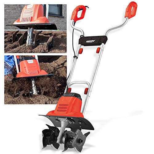 HECHT Gartenfräse Bodenhacke für einen schönen Garten – Perfekt zum auflockern und umgraben Ihrer Erde – Mit 36,5 cm Arbeitsbreite und leistungsstarken 1000 Watt Motor (Rot) von Hecht