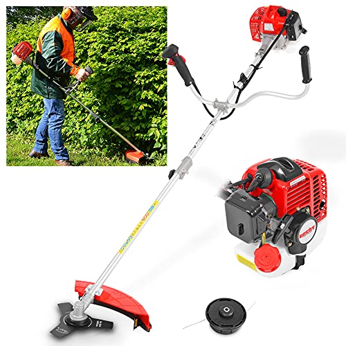 HECHT 2-Takt Benzin Motorsense Freischneider Rasentrimmer mit Messer und Doppel Faden Spule, 43 cm und 25,5 cm Schnittkreis – Kantenschneider Rasen 25,4 CCM – Tragegurt –Antivibrationslenkradgriff HECHT 2-Takt Benzin Motorsense Freischneider Rasentrimmer mit Messer und Doppel Faden Spule, 43 cm und 25,5 cm Schnittkreis – Kantenschneider Rasen 25,4 CCM – Tragegurt –Antivibrationslenkradgriff von Hecht