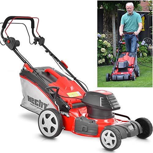HECHT 5-IN-1 Elektro Rasenmäher mit 1.800 Watt Motor, 46 cm Schnittbreite, Radantrieb, Mulchfunktion, zentrale 7-Fach Schnitthöheneinstellung und 50 Liter Fangkorb für einen schön gepflegten Rasen von Hecht