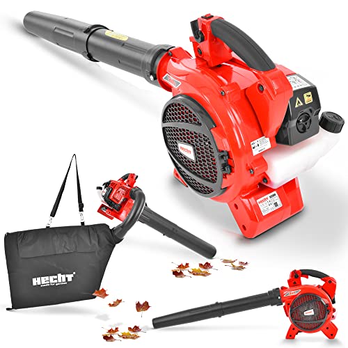 HECHT Benzin Laubsauger Laubbläser Benzin Häcksler – mit kraftvollem 2-Takt Motor und 50 Liter Fangsack – Befreien Sie Ihren Garten komfortabel, kabellos und schnell von Laub und Unrat von Hecht