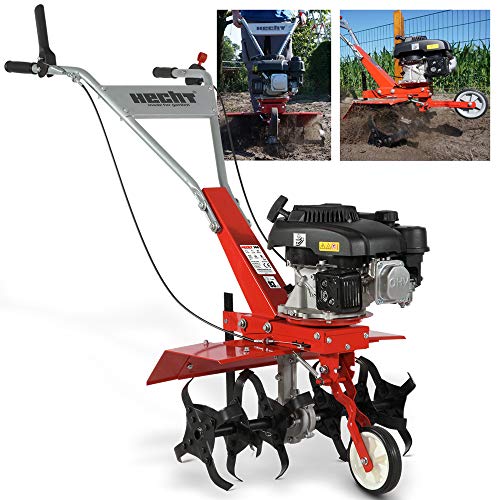 HECHT Benzin Motorhacke mit 60 cm Arbeitsbreite – 4 Takt Motor – 24 Harte Messer – Bodenfräse – Gartenhacke – Kultivator – zum Boden umgraben und lockern - Gartenfräse Benzin von Hecht