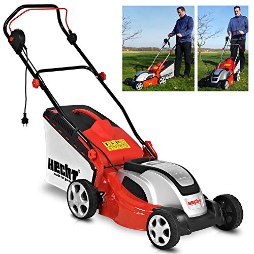 HECHT Elektrorasenmäher Elektro Mäher mit 1600 Watt Motor, 41 cm Schnittbreite, zentrale 7-Fach Schnitthöheneinstellung (30-70 mm), 50 Liter Fangkorb und Mulchfunktion für einen gepflegten Rasen von Hecht