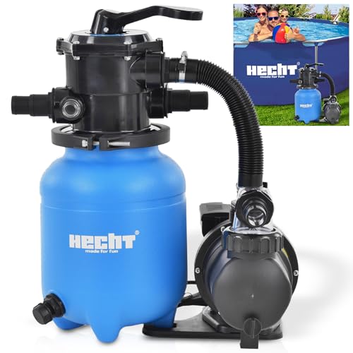 HECHT Sandfilteranlage 6 m3 / h – 12 kg Sandfilterkessel – 7-Wege Ventil – Poolfilteranlage Sandfilterpumpe Reinigungspumpe für effektive Reinigung von Gartenpool und Schwimmbad von Hecht