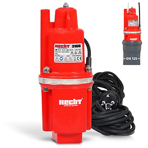 HECHT Tiefbrunnenpumpe – 600 Watt / 230v -240 v – 70 m Förderhöhe – 1400 l/h Fördermenge Wasser – Membranpumpe Tauchpumpe Zisternenpumpe Tiefenpumpe – Tauch Tiefe flach 0,5 m - 5 m – für DN 125 Rohr von Hecht