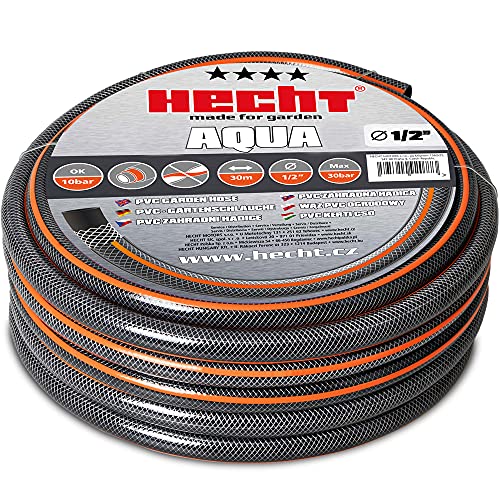 Hecht 30m premium Gartenschlauch Set 13mm (1/2 Zoll) – formstabil, trittfest & UV-Beständig, Gartenschlauch/Wasserschlauch aus hochwertigem Spiralgewebe, 30 bar Schlauch Berstdruck von Hecht