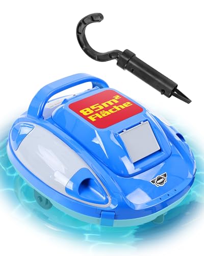 Hecht Akku Poolroboter – 110 min Laufzeit - Einfache 1 klick Bedienung - Akku Poolsauger & Poolreiniger für bis zu 85 m², 5000 mAh, Leichte 3 kg - Für jeden Pool geeignet - Automatische Reinigung von Hecht