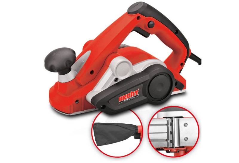 Hecht Elektrohobel 1790 mit 900 Watt, Hobelbreite: 82 in mm, mit Staubbeutel, Parallelanschlag, 1,9m Netzkabel von Hecht