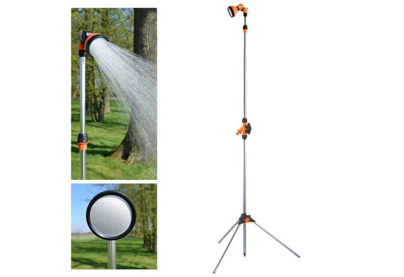 Hecht Gartendusche mit verstellbaren Duschkopf, stufenlose einstellbare Höhe, 2-4 bar, 1,72 - 2,29 m Höhe von Hecht