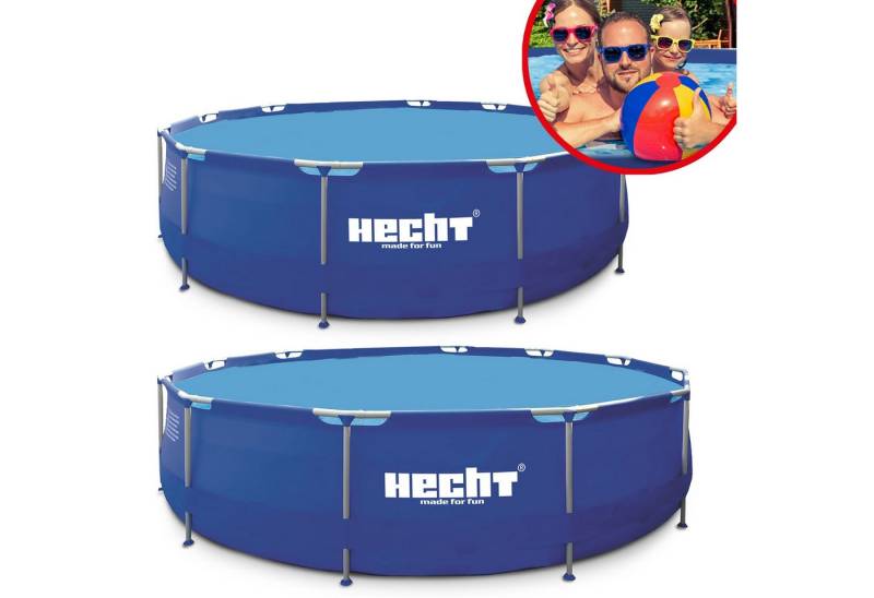 Hecht Rundpool Stahlrohrpool 0,33mm Foliendicke 0,76cm Höhe, 4383 Liter, 2 x 32 mm Ø-Pumpenanschluss, Ablassventil von Hecht
