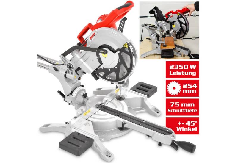 Hecht Zug- und Kappsäge mit Laser, 254 mm Ø Hartmetall-Sägeblatt, 2350W, Absauganschluss, Spänefangsack, Zugfunktion von Hecht