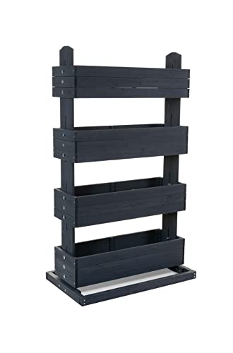 Hochbeet mit Vier Kästen H145cm B50cm aus Holz anthrazit 301960207-HE von Hecht