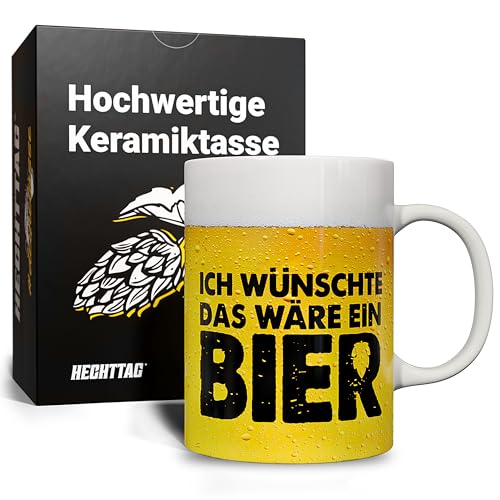 HECHTTAG Tasse mit Spruch Ich wünschte das wäre ein Bier - Vatertagsgeschenke für Papa, Geschenk für Männer zum Geburtstag, Vatertag, Tasse Papa, Vatertaggeschenk - Keramik Tasse 330 ml von HECHTTAG