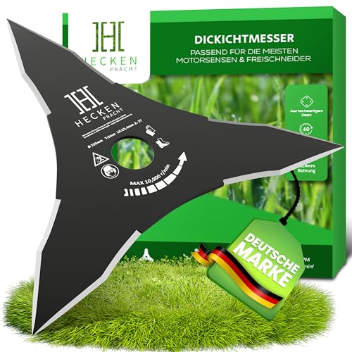 Heckenpracht® Dickichtmesser 3-Zahn | Extra scharf aus gehärtetem Stahl | Aufsatz für Freischneider & Motorsense mäht mühelos hohes Gras & Gestrüpp | Universell passend (20/25,4 mm) | Profi-Qualität von Heckenpracht