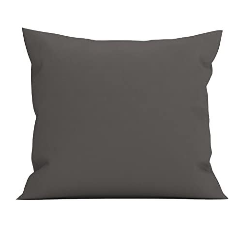 Heckett Lane Mako Satin Kissenbezug Elementi 80x80 cm Farbe: Classic Anthrazit Reißverschluss von Heckett Lane