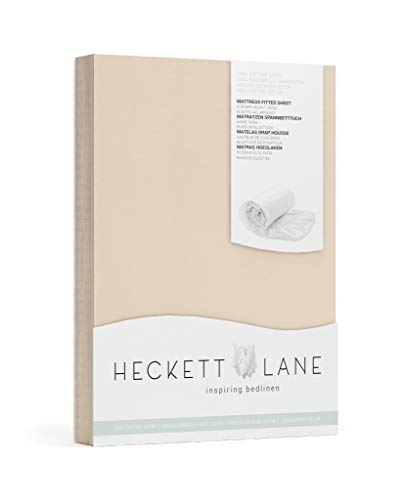 Heckett Lane Uni Satin Fitted Sheet, Cuban Sand, 90 x 200 cm von Heckett Lane