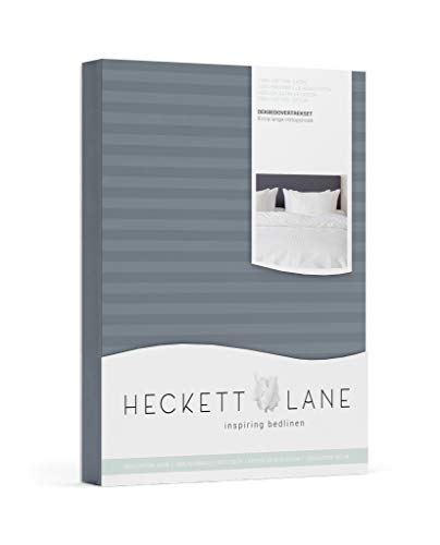 Heckett Lane Uni gestreift Bettbezug, stahlblau, 240 x 220 cm von Heckett Lane