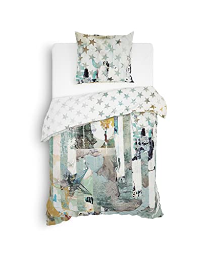 Heckett & Lane Mako Satin Bettwäsche Andy Multicolor 135x200 + 80x80 cm Sterne von Heckett Lane