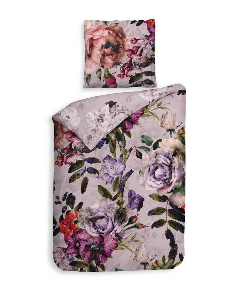 Heckett and Lane Bettwäsche Heckett & Lane Mako-Satin Bettwäsche 135x200 Samia pink Rosen Blumen, Mako-Satin, 2 teilig von Heckett and Lane