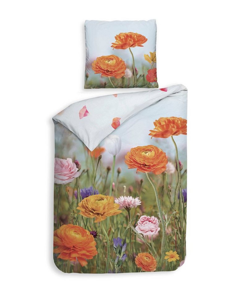 Heckett and Lane Bettwäsche Heckett & Lane Mako-Satin Bettwäsche 155x220 Sonja Blumen Frühling, Mako-Satin, 2 teilig von Heckett and Lane