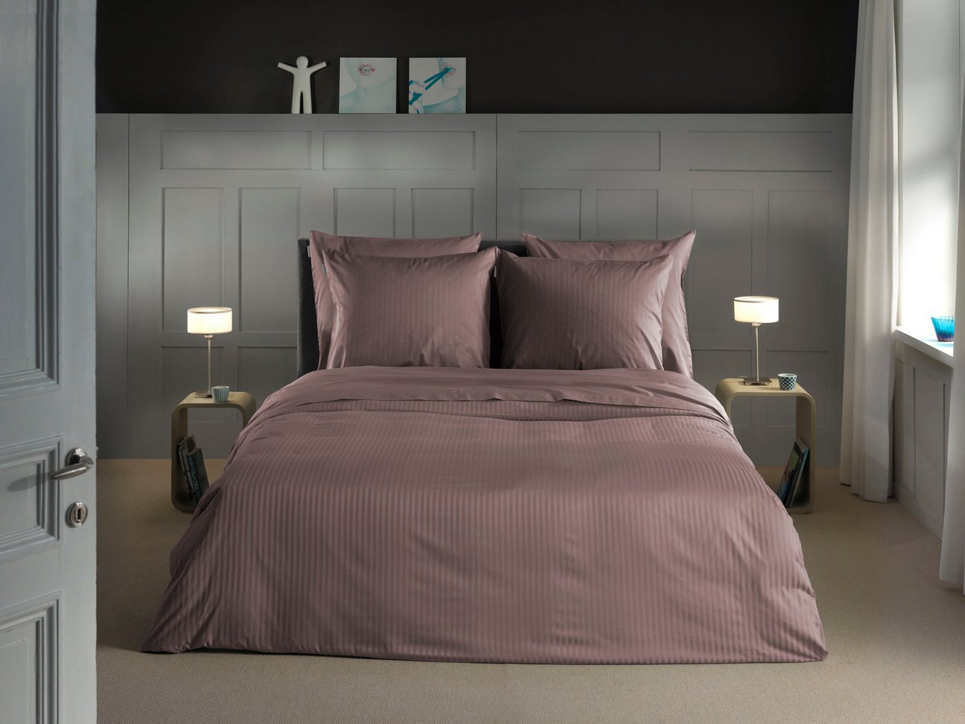 Heckett and Lane Bettwäsche Banda, Mako-Satin, 2 teilig, hochwertiges Mako-Satin, Streifen Satin, Bettwäsche ab 135x200 cm. von Heckett and Lane