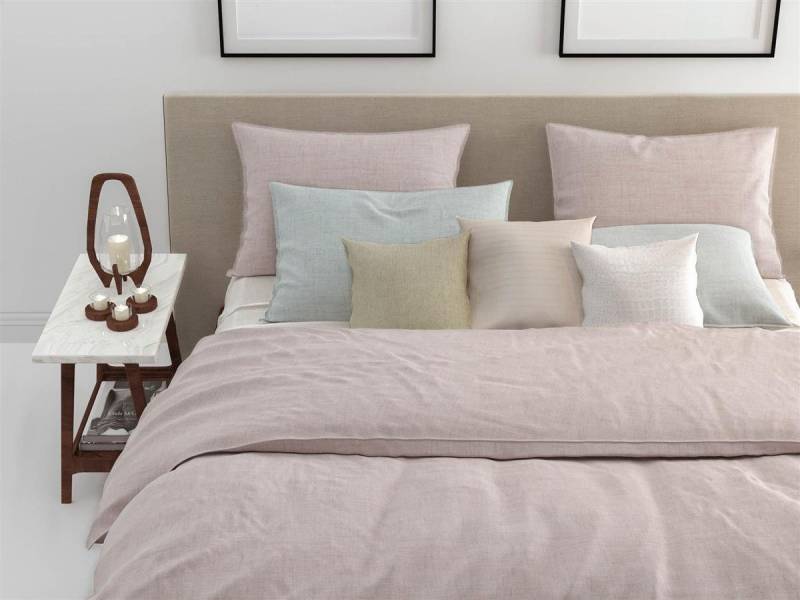 Heckett and Lane Bettwäsche Zo! Home Cotton Bettwäsche 155x220 cm Lino Shell Nud rosa meliert uni, Baumwolle, 2 teilig von Heckett and Lane