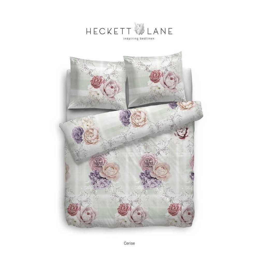 HNL Baumwoll Bettwäsche Blumen Streifen Cerise Bunt 135x200 cm + 80x80 cm von Heckett & Lane
