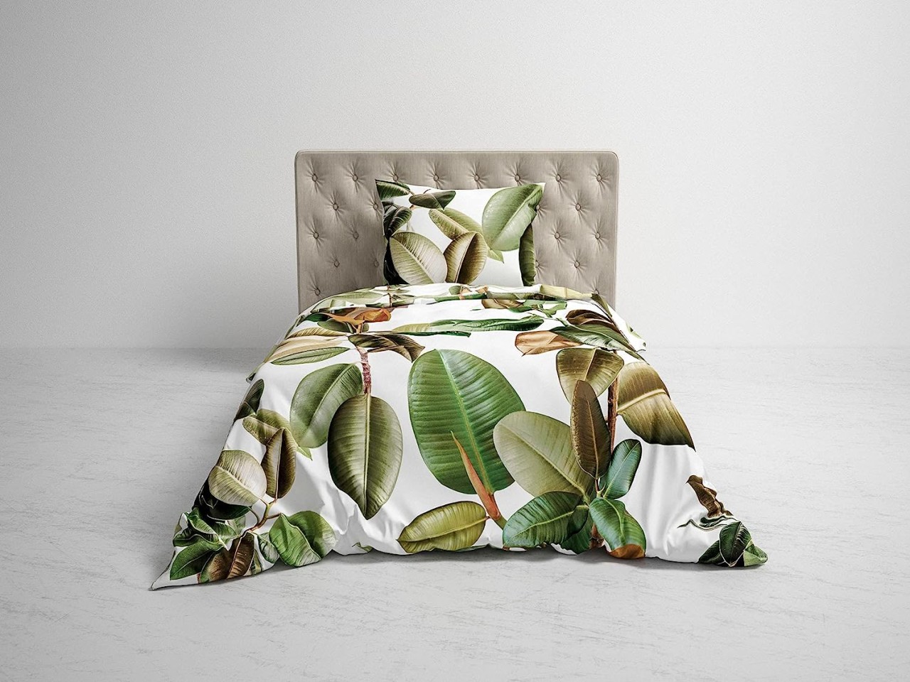 Heckett & Lane GOTS Twill Bettwäsche 155x220 Bladel Leaf Gummibaum Blätter grün von Heckett Home & Living B.V.