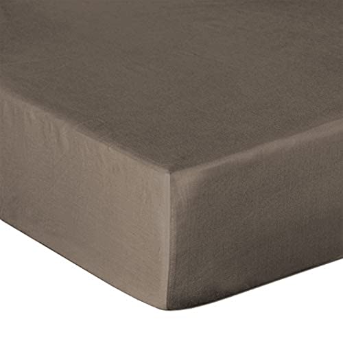 Heckett & Lane Mako Satin Spannbettlaken Farbe Taupe Grey 140 x 200 cm von Heckett & Lane