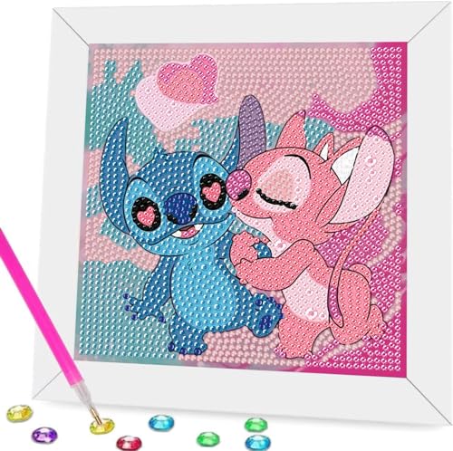 HecticCore 5D Diamant Malerei Kinder Mit Holzrahmen - Stitch-Diamant Malerei Set Mosaikherstellung für Kinder Mädchen & Erwachsene Diamant Malerei Bilder Kunsthandwerk für Home Wanddekoration von HecticCore