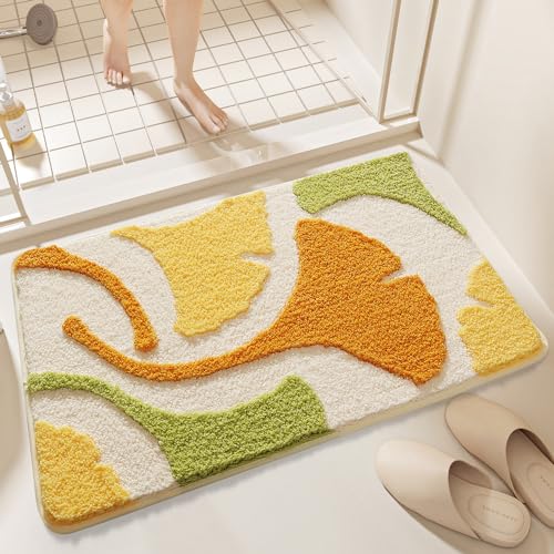 Hecto Badezimmermatte rutschfest 50X80Cm Orange, Gelb, Grün Badematte rutschfest,Badezimmerteppich Absorbent,Badematte Washable for Bathroom,Schnelltrocknende Badvorleger von Hecto