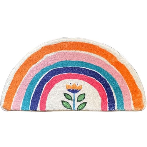Hecto Badezimmermatte rutschfest 50X80Cm Regenbögen Und Blumen Badematte rutschfest,Badezimmerteppich Absorbent,Badematte Washable for Bathroom,Schnelltrocknende Badvorleger von Hecto