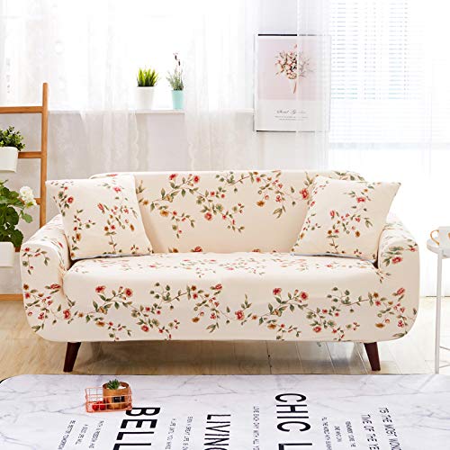 Sofa Überzug 2 Sitzer Blumen Und Blätter Sofabezug Jacquard,Wohnzimmer Protector Stretch,Kratzfester rutschfest Sofahusse,Abnehmbare Waschbar von Hecto