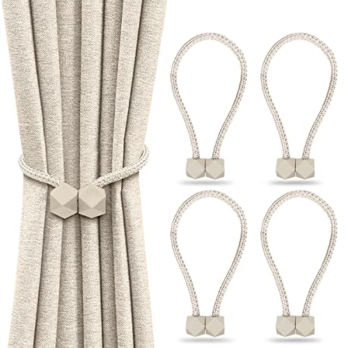 4 Stück Magnetische Vorhang Raffhalter,Beige Gardinen Raffhalter Halter Vorhangbinder für Zuhause, Büro, Hotel Fenster Dekoration von Hedallo