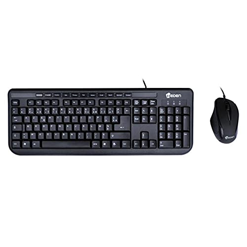 Heden Tastatur-Maus, kabelgebunden, optische Maus, 1200 DPI, Multimedia-Tastatur, Schwarz von Heden