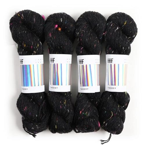 Igel-Strickwolle – Fasern Tweedy handgefärbtes recyceltes Merino DK Doppelgarn – Schwarz von Hedgehog Fibres