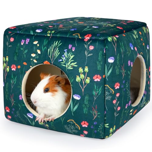 Hedgeink Meerschweinchen Haus 2 eingange – Waschbares Kaninchenbett & Kuschelhöhle – Versteck für Kaninchen, Chinchilla, Hamster, Frettchen & kleine Haustiere – Warm & rutschfest von Hedgeink