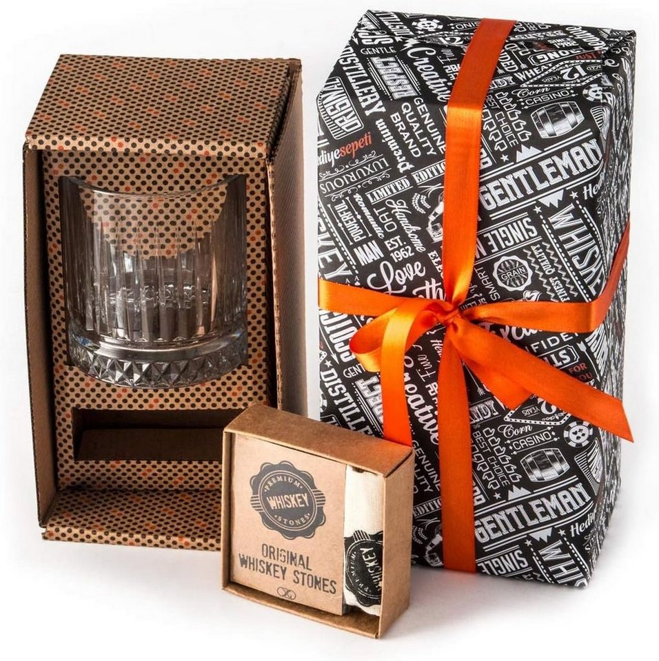 Hediyesepeti Cocktail-Set Großes Glas und 12 Marmor Whisky Steine Exklusives Whisky Geschenkset, (12-tlg) von Hediyesepeti