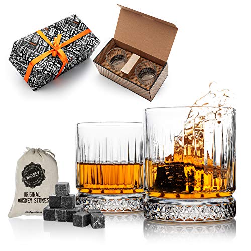 Geschenkset mit Whisky-Steinen und -Gläsern, 2 Whiskygläser, Whisky-Geschenkset für Herren, Whiskeyglas-Set als 40.-Geburtstags-Geschenk für Ihn von Hediyesepeti