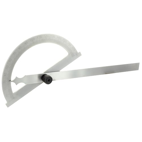 hedue® Gradmesser 200 mm - Winkelmesser metall mit Messbereich 0-180°, Winkellehre aus mattverchromtem Stahl, Anreißwinkel von Hedue