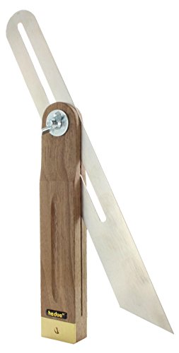 hedue® Schmiege A230 - Winkelschmiege aus Nussbaum mit Langloch & Messingbeschlag, Winkel verstellbar, 30 cm von Hedue