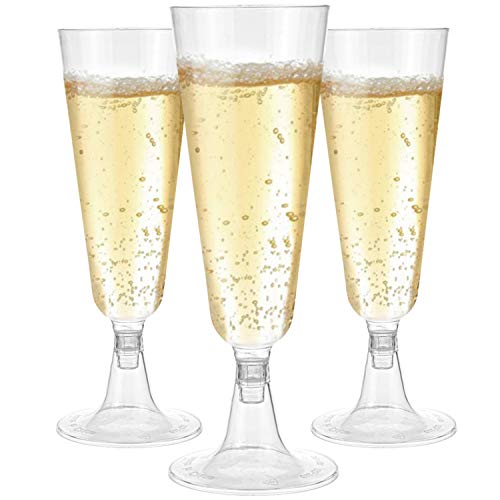 Hedume 100 Stück Champagnerflöten, 142 ml, Einweg-Champagnergläser, Kunststoff, für Mimosas, Bloody Mary's, Weingläser, Limonaden, Cocktailbecher, Parfaits, Eisbecher usw. von Hedume