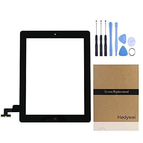 Für iPad 2 Touchscreen Digitizer Front Panel mit Home-Taste, Werkzeug und Kleber (schwarz) von Hedywei