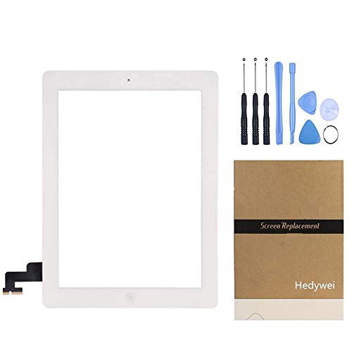 Für iPad 2 Touchscreen Digitizer Front Panel mit Home-Taste, Werkzeug und Kleber (weiß) von Hedywei