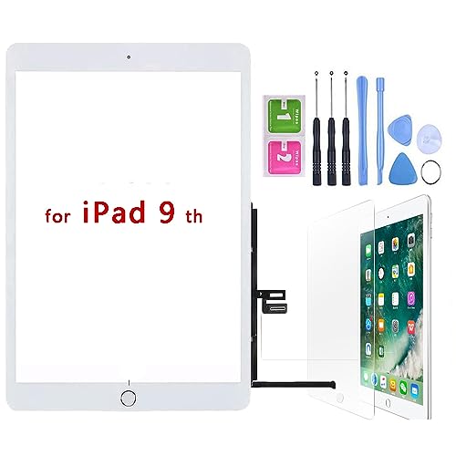 Hedywei Ersatz-Touchscreen für iPad 9 Display A2602 A2603 A2604 A2605 10,2 Zoll 2021 Touchscreen Digitizer mit Werkzeugset (weiß) von Hedywei