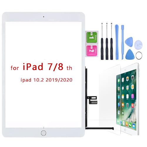 Hedywei -Touchscreen f眉r iPad 7 Gen A2197 A2198 A2200 (2019 10,2 Zoll) Touchscreen Digitizer mit Werkzeugset (wei脽) von Hedywei