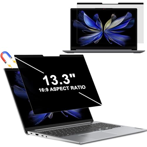 HeeYeal 13,3 Zoll Magnetischer Laptop Sichtschutz, 16:9 Seitenverhältnis Anti Blaulicht Monitor Blickschutzfolie, Abnehmbar Anti Spy Folie für 13.3" (16:9) Laptop für Lenovo/HP/Dell/Acer/Samsung von HeeYeal