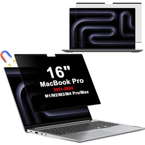 HeeYeal Magnetischer Laptop Sichtschutz für MacBook Pro 16 Zoll 2024 2023 2021 (M4/M3&M2/M1), PET Displayschutz, Anti Blaulicht Blickschutzfolie, Abnehmbar Anti Spy Folie für MacBook Pro 16" von HeeYeal