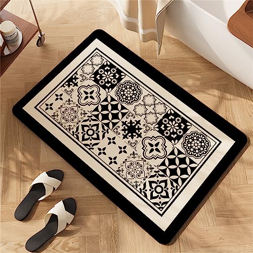 Absorbierender Badematte Badezimmerteppich Badteppich Badvorleger, Waschbarer Rutschfeste FußMatten, Super Absorbierende Schnelltrocknende Badematte, Badewanne, Duschraum, KüChe 120x180cm, Klassisch von Heeboode